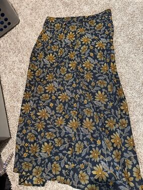 Tommy Hilfiger Navy Maxi Skirt with Mustard Floral Print